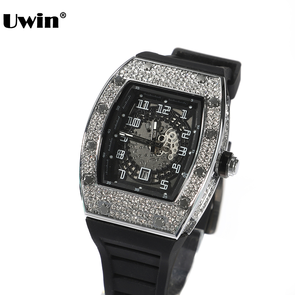 Belt Buckle Blank - UWIN Square Dial Watch Full Rhinestones