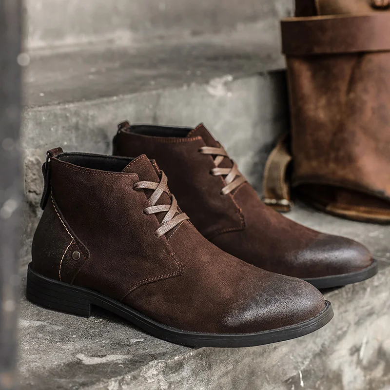 New Cow Suede Ankle Boots Hand - Leatherwork Designs ulasan dan harga