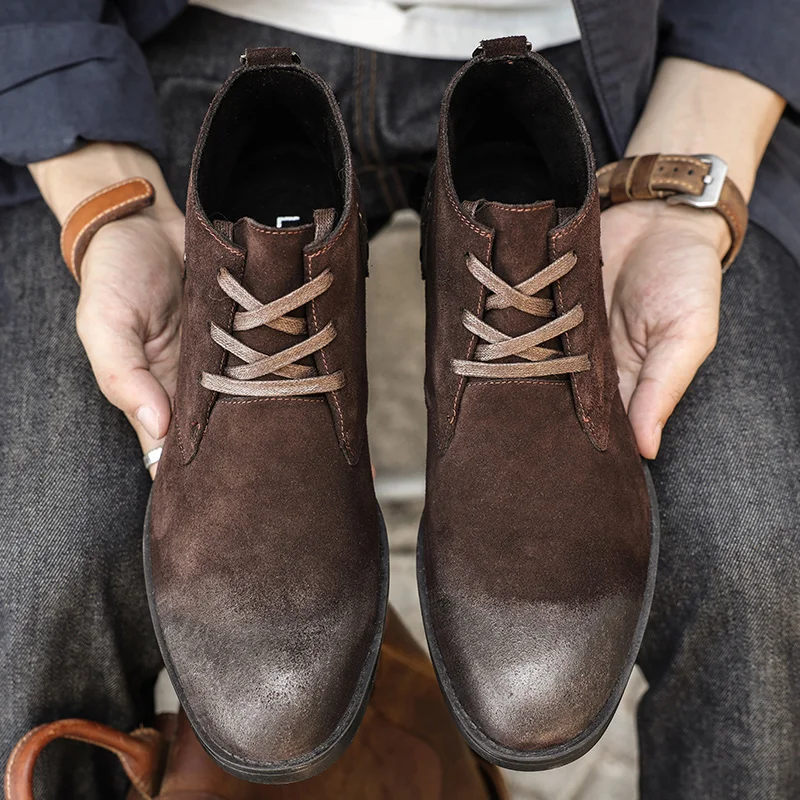 New Cow Suede Ankle Boots Hand - Leatherwork Designs ulasan dan harga