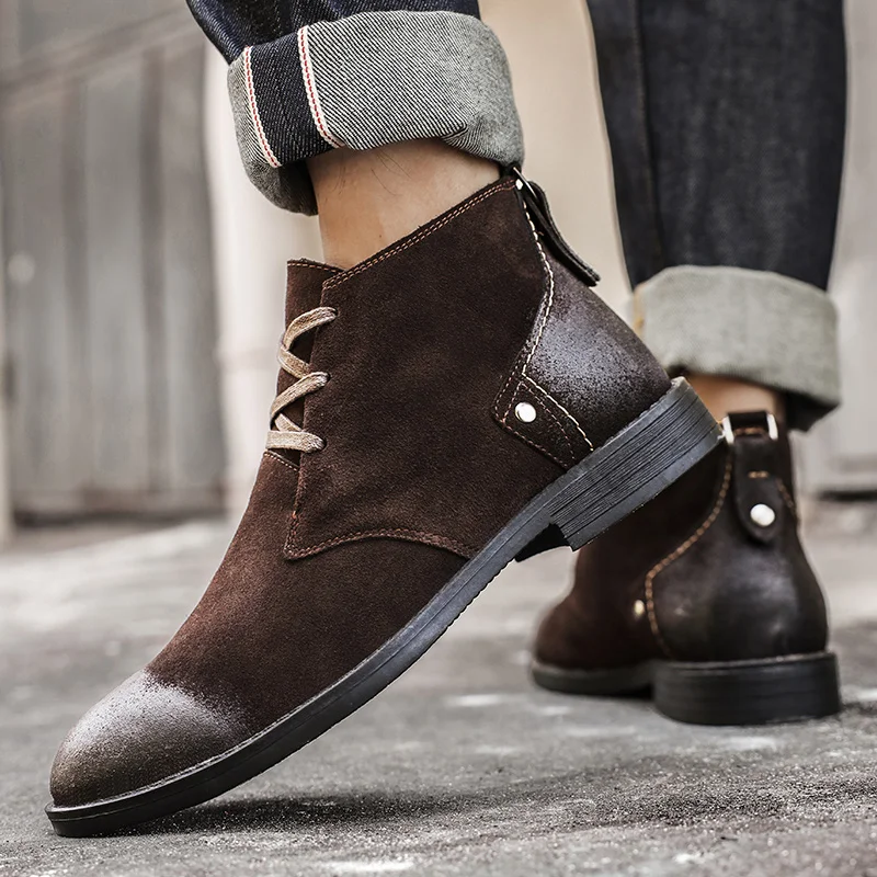 New Cow Suede Ankle Boots Hand - Leatherwork Designs ulasan dan harga