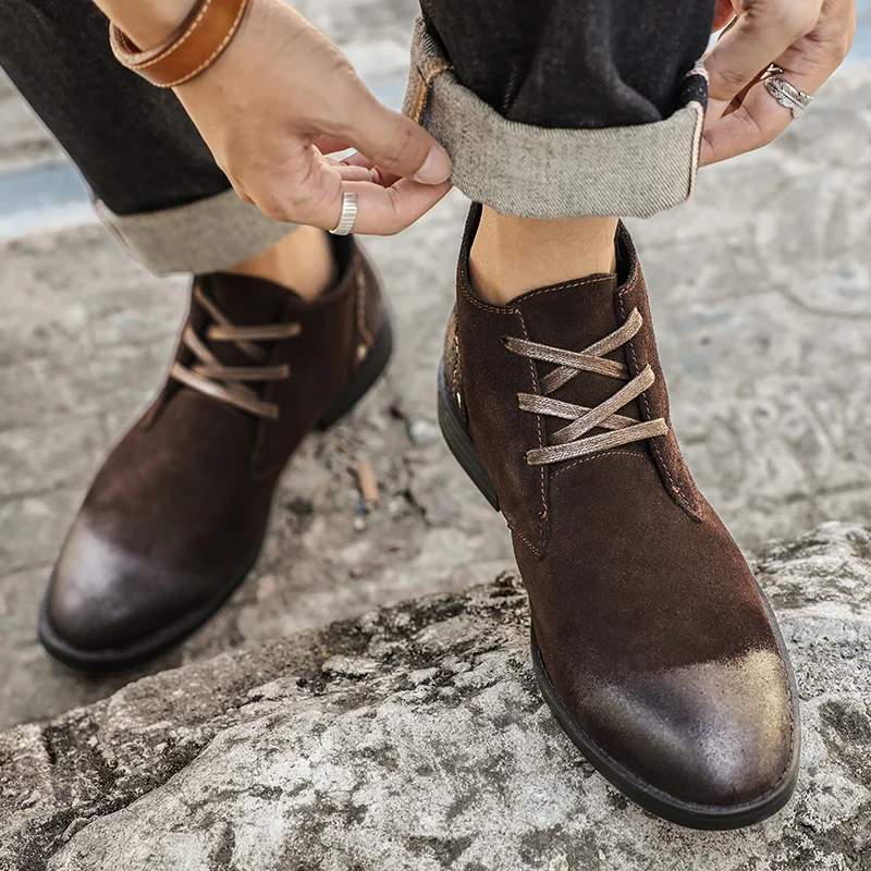 New Cow Suede Ankle Boots Hand - Leatherwork Designs ulasan dan harga