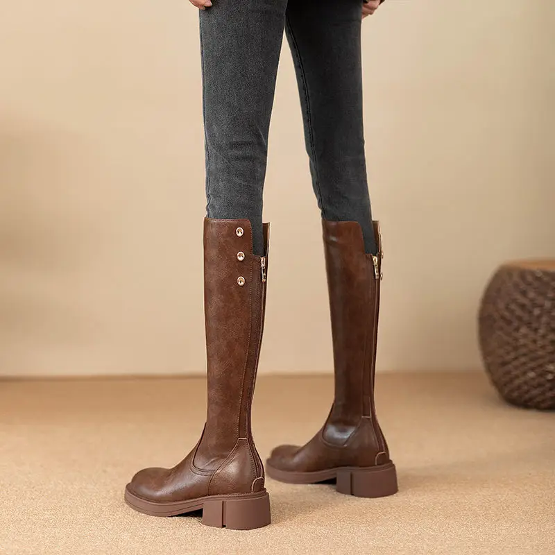 Autumn Winter Middle Heel Ladi - Leatherwork Designs ulasan dan harga